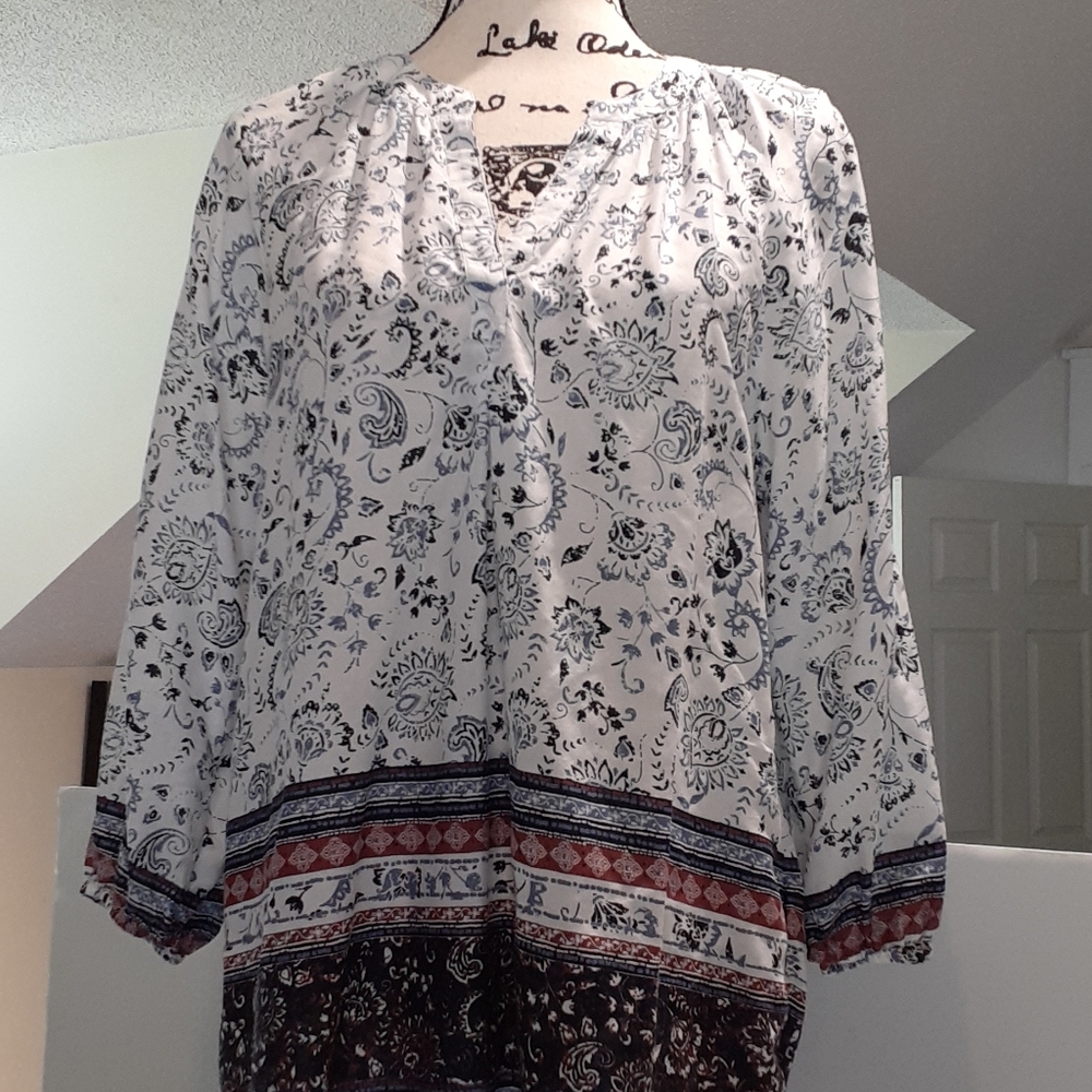BLL  Viscose Peasant Blouse Med